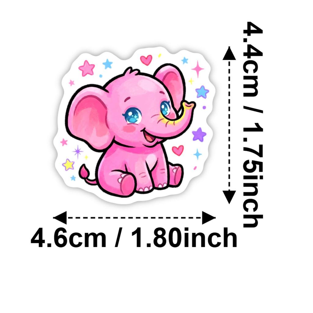 50 Cartoon Animal Cute Stickers Cute Shining Food Decorative Stickers Waterproof Stickers Fun Food