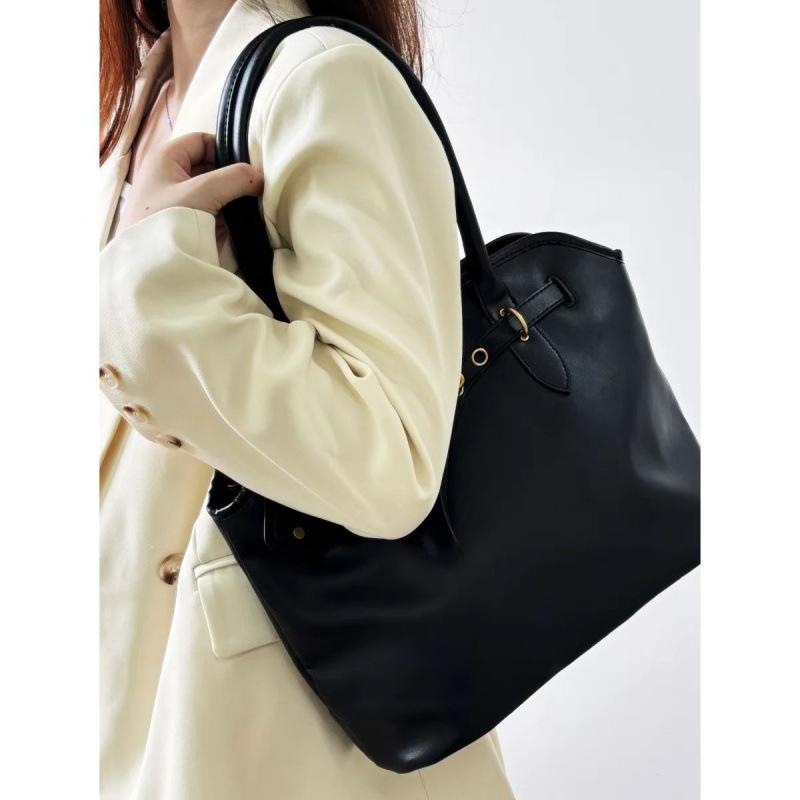 Vintage large capacity multi-compartment style ladies briefcase - spacious handbag/shoulder bag with superior texture