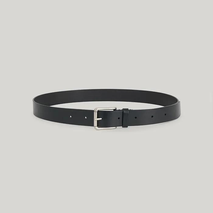 SQUARE LEATHER BELT (SOFT BLACK)