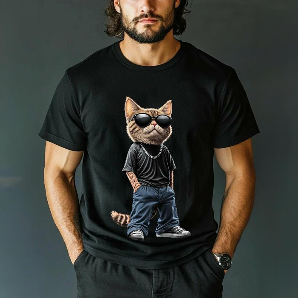 Vintage T-shirt For Men  Animal Russian Tiger Lion Print T Shirts Short Sleeve Tee Casual Streetwear Oversized Men Clothing Tops