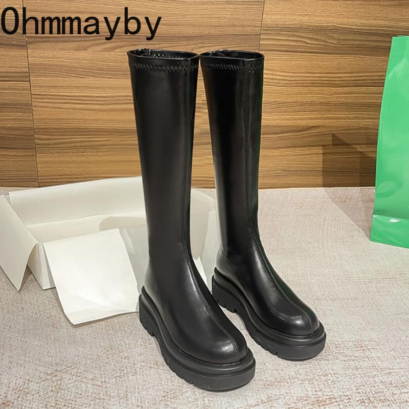 Men Women Winter Spring Autumn Boots Fashion Platform Heel Knee High Cosy Soft Leather Shoes Short Plush Women'S Knight Long Booties