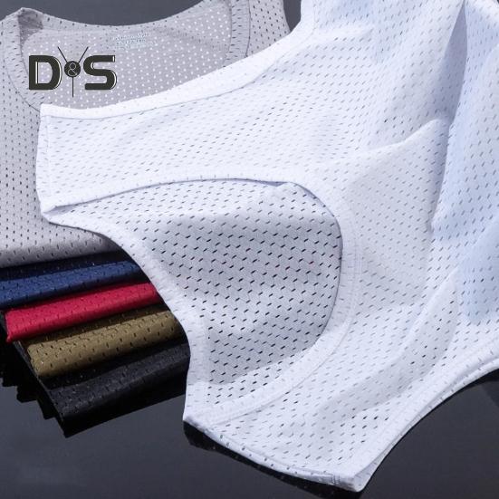 Herren Mesh-Weste Sommer-Tanktop Einfarbig Rundhals Ärmellos Singlet Slim Fit Muskel-Fitness-Shirt für Fitnessstudio Streetwear