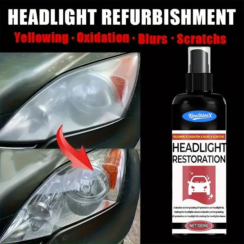 Car Headlight Restoration Spray Remove Yellowing Oxidation Blur Improve Light Transmittance