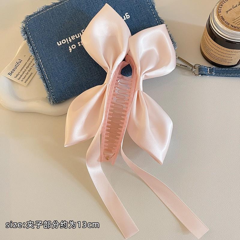 

Бантик из белого атласа в балетном стиле, заколка-зажим для волос с лентой и кошачьими ушками, милый зажим-акула, головной убор для женщин 13cm