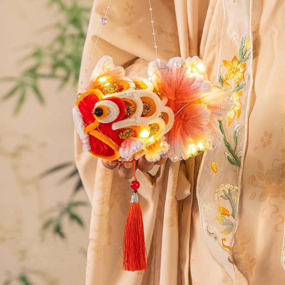 Handmade Handheld Goldfish Lantern Cute Carp Lantern Chinese Fish Lantern  New Year