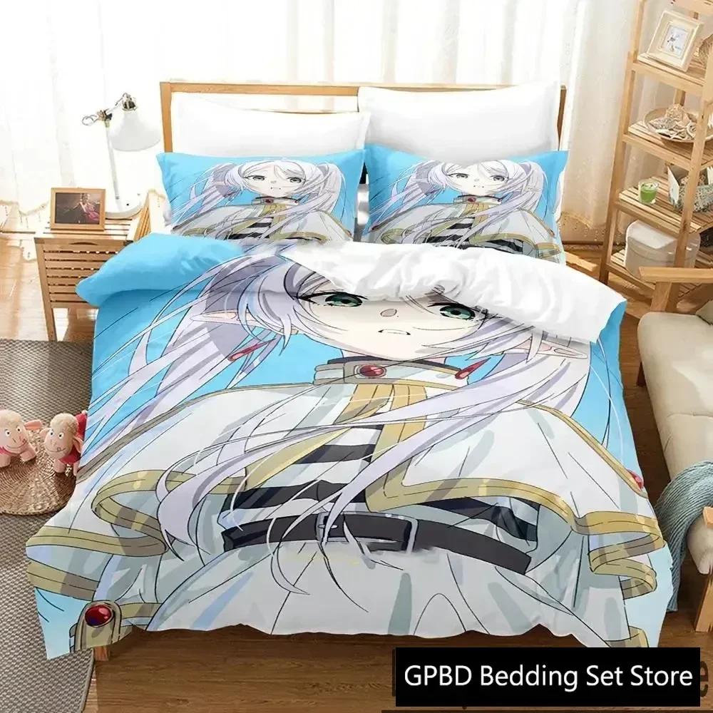 3D Print Anime Frieren Comfortable Duvet Quilt Cover Pillowcase Bedding Set Children Bedroom Decoration Home Textile