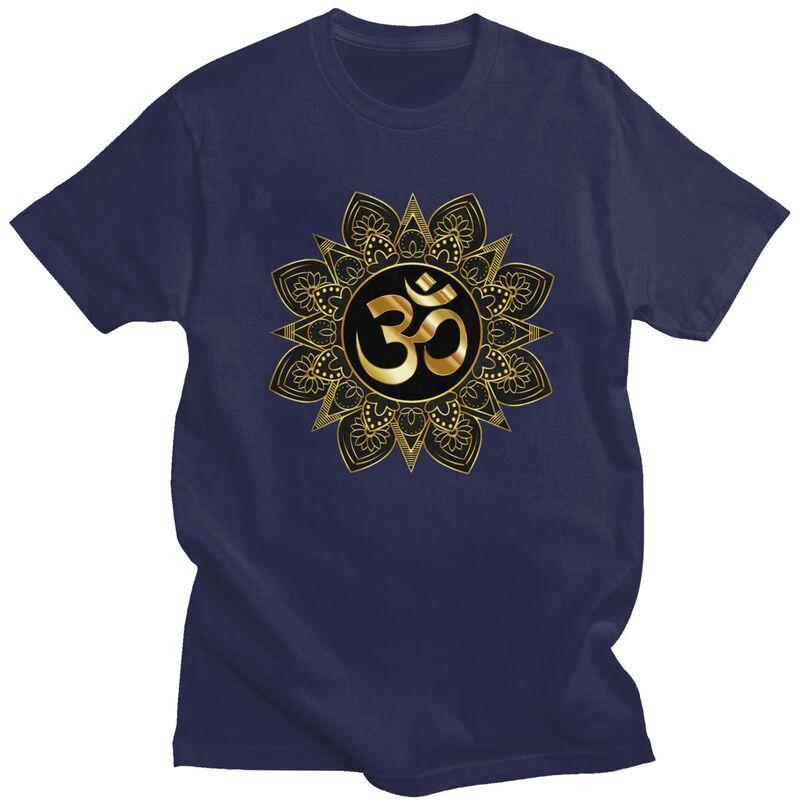 

Custom Golden OM Mandala T Shirt for Men 100 Cotton Tshirt Tee Buddhism Aum Yoga Meditation Tshirt Slim Fit Clothing 4XL