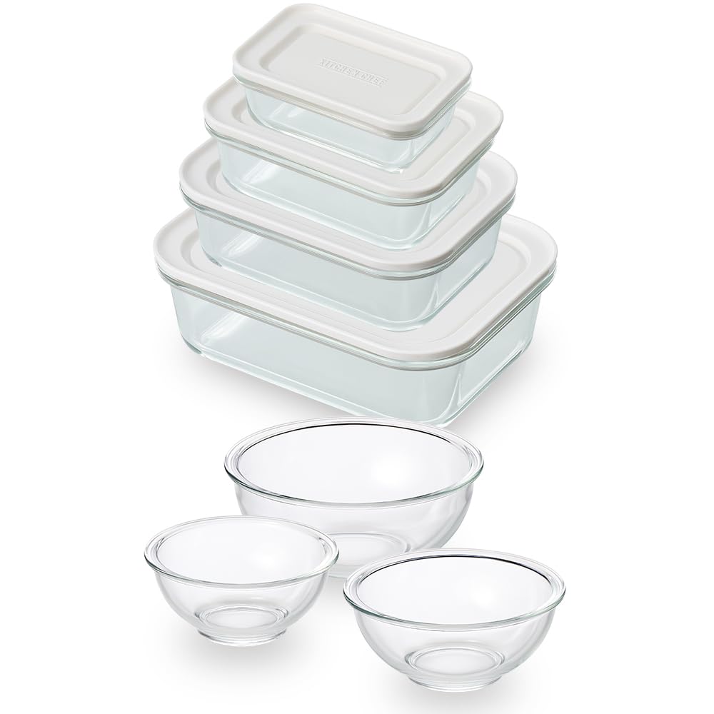 

Набор стеклянных контейнеров Iris Ohyama Neat Нагреваемые до Готовые к хранению 7 штук Жаростойкие (белый), Штабелируемый, Герметичный, 350°C, белый