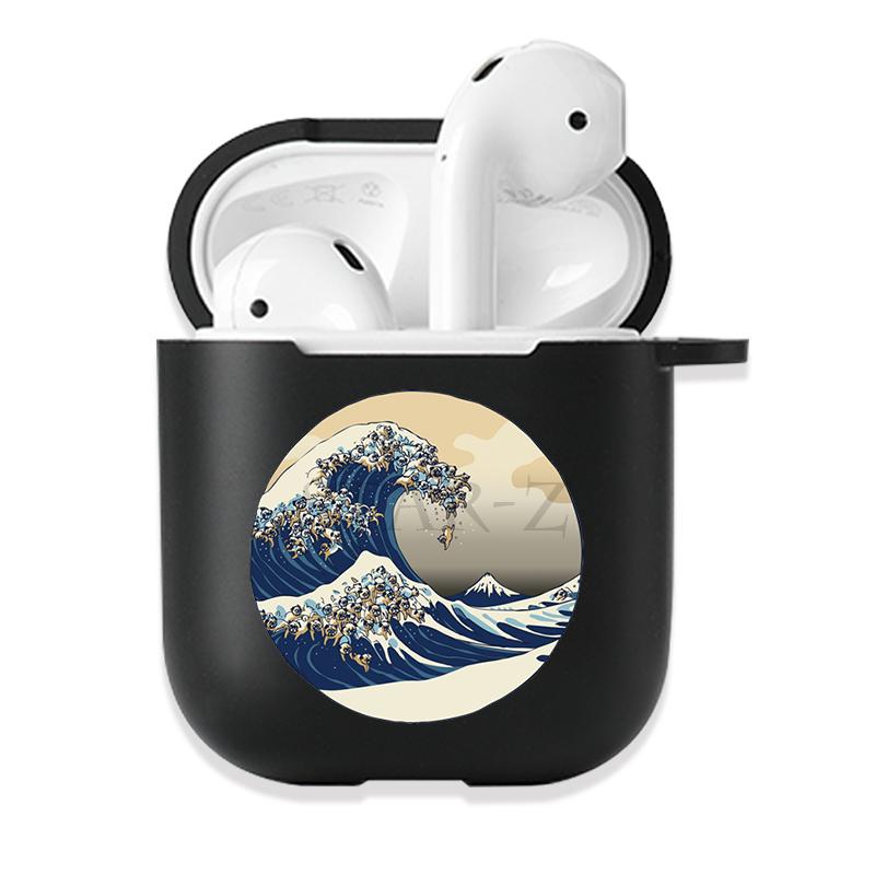 Soft Black Silicone Case for Apple Airpods Pro 3 2 1 The Great Wave of Kanagawa Bluetoooth Wireless Earphone Cases Airpod Cover