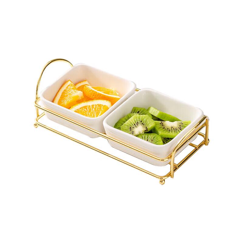Ningzhao Ceramic Divided Snack & Fruit Platter with Rack