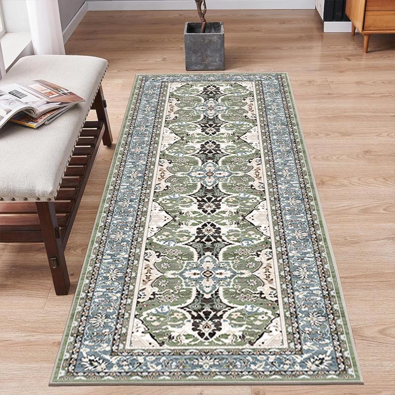 Crystal Velvet Soft And Non-Slip Vintage Boho Persian Carpet Laundry Room Hallway Kitchen Living Room Bedroom Mat