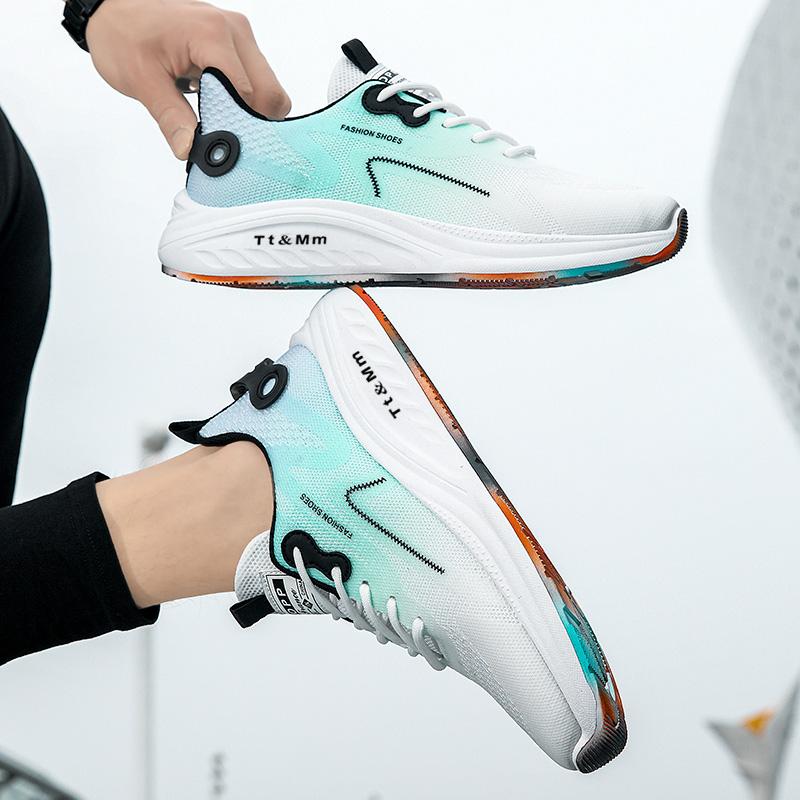 Men's Shoes New Breathable Mesh Surface Flying Woven Fashionable Shoes Youth Student Sports Casual Shoes Running Shoes