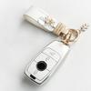 Auto Key Fob Chain Luxury Genuine Genuine Leather Key Ring Pure Color Buckle Auto Key Fob Ring Auto Auto Accessories Gift Auto Key Ring Auto Key