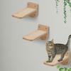 Set of 3 Natural Wood Cat Wall Floating Steps Ladder Stairs Wall Mounted Wooden Cat Furnitures Climbing Shelves and Perches