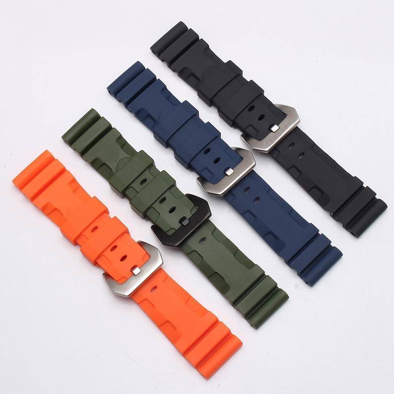 6 Farben 24MM Silikon-Uhrenarmband für Panerai Diesel Fossil Tauchen Ersatz-Armbänder PAM1596/441 Herren Sportuhr Armband