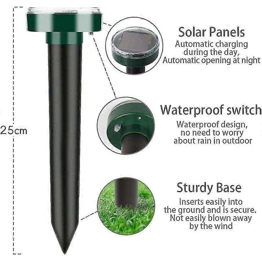 Ultrasonic Solar Mole Repeller 4-Pack, Ultrasonic Cat Repeller, Solar Mouse Repeller