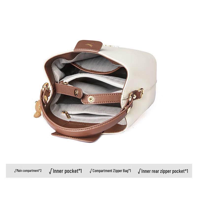 RED DRAGONFLY Light Luxury Cowhide Shoulder Bucket Bag