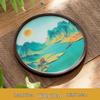 HA Chinese Painting Style Wooden Tea Tray