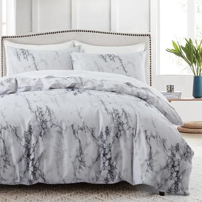 White and Black Marble Duvet Cover Set Luxury Microfiber Abstract Geometric Pattern Bedding Set Reversible Queen Comforter Cover
