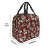 Sugar Skull And Roses Flowers Lunch Bag Women Thermal Cooler Insulated  Container for Student School Work Food Tote Bags