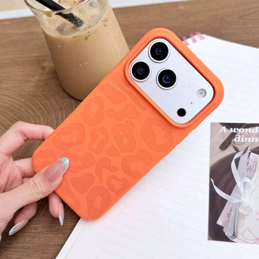 

Silicone Leopard Print Case for iPhone 14/15/16/17 PM/Pro Max - Fashionable & Protective Cover 14 Plus оранжевый