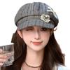 Korean Version of Autumn Love Lace Bow Plaid Bere Hat Women's Sweet Literary Versatile High End Painter Hat