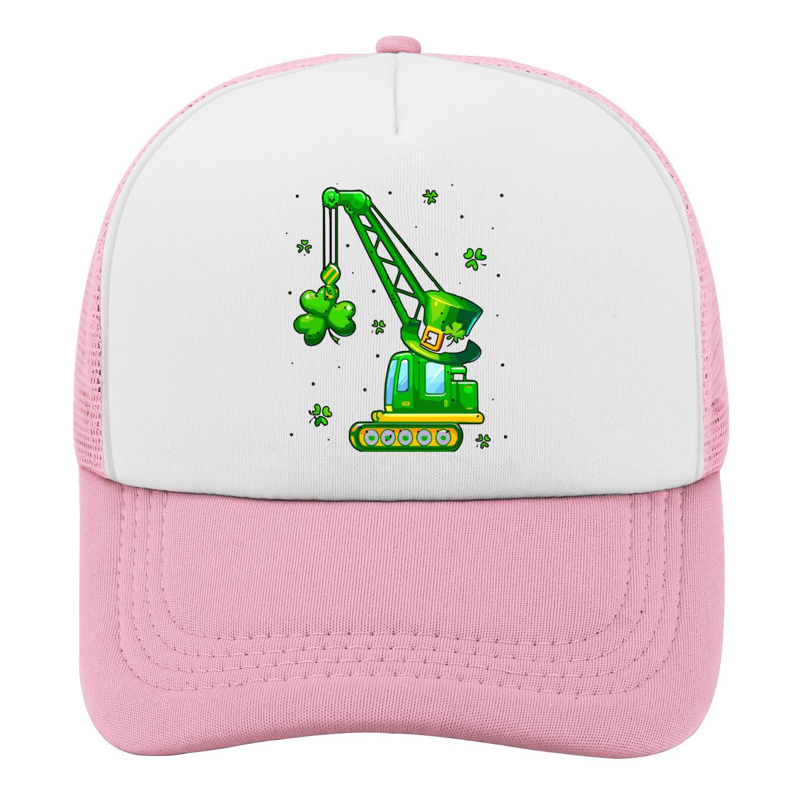 

Crane Truck Shamrock St Patricks Day Trucker Hat Adjustable Mesh Baseball Cap for Adult Casual Wear One Size