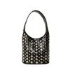 2025bags studded women's bag European and American vintage fashion shoulder bag ins new hand-held embroidery bucket bag
