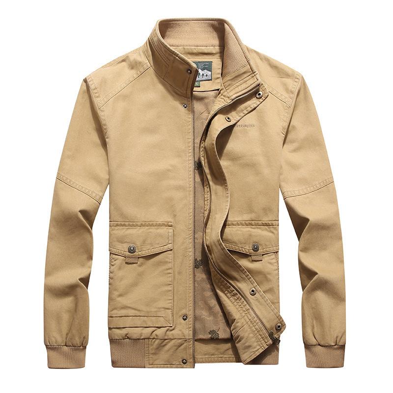 

Осенняя куртка мужская молодежная модная куртка с воротником-стойкой, повседневная деловая куртка, верхняя часть M хаки