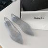 Yuzhihao Summer Women's Pointed Toe Closed Flat Sandals - Fashionable, Solid Color, Low Cut Design