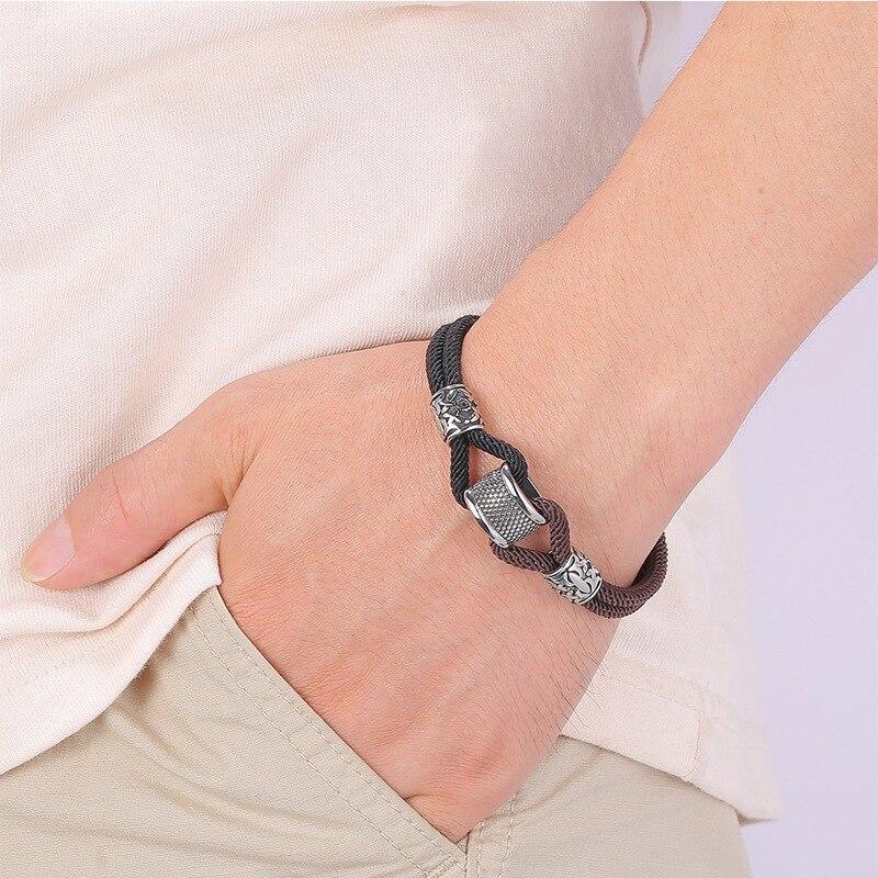 Mens Accessories Navy Style Rope Bracelets Stainless Steel Women Fashion Jewelry Charm Bangles HipHop Handmade Gift
