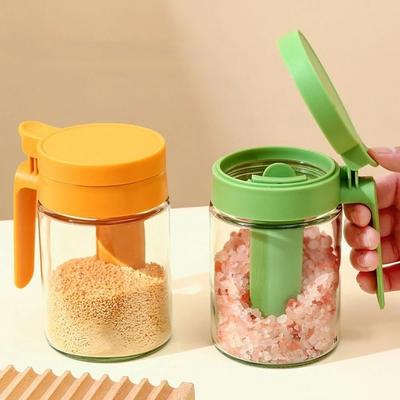 3PCS Food Grade 2 In 1 Glass Spice Bottle Sealed Salt Container Practical Seasoning Jar  Camping
