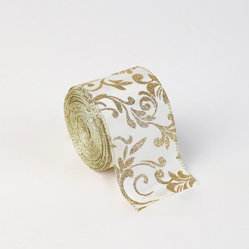 Mesh Yarn Christmas Tree Ribbon Gold Wire Edge Fabric Craft Ribbon  New Year