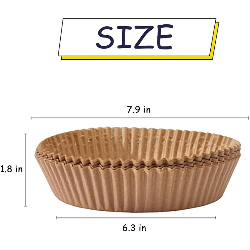 50 peças Air Fryer Forro de papel descartável Tapete antiaderente Vaporizador Redondo Tapetes de papel para assar Cozinha Airfryer Ferramentas Acessórios para assar