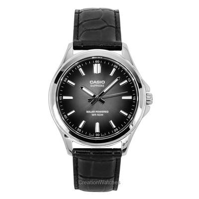 Standard Analog Lederarmband Schwarzes Zifferblatt Solar MTS-RS100L-1AV Herrenuhr