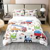 Excavator Duvet Cover Set Twin Queen Size Cartoon Truck Bedding Set Kids Teens Room Decor Construction Vehicle Comforter Cover