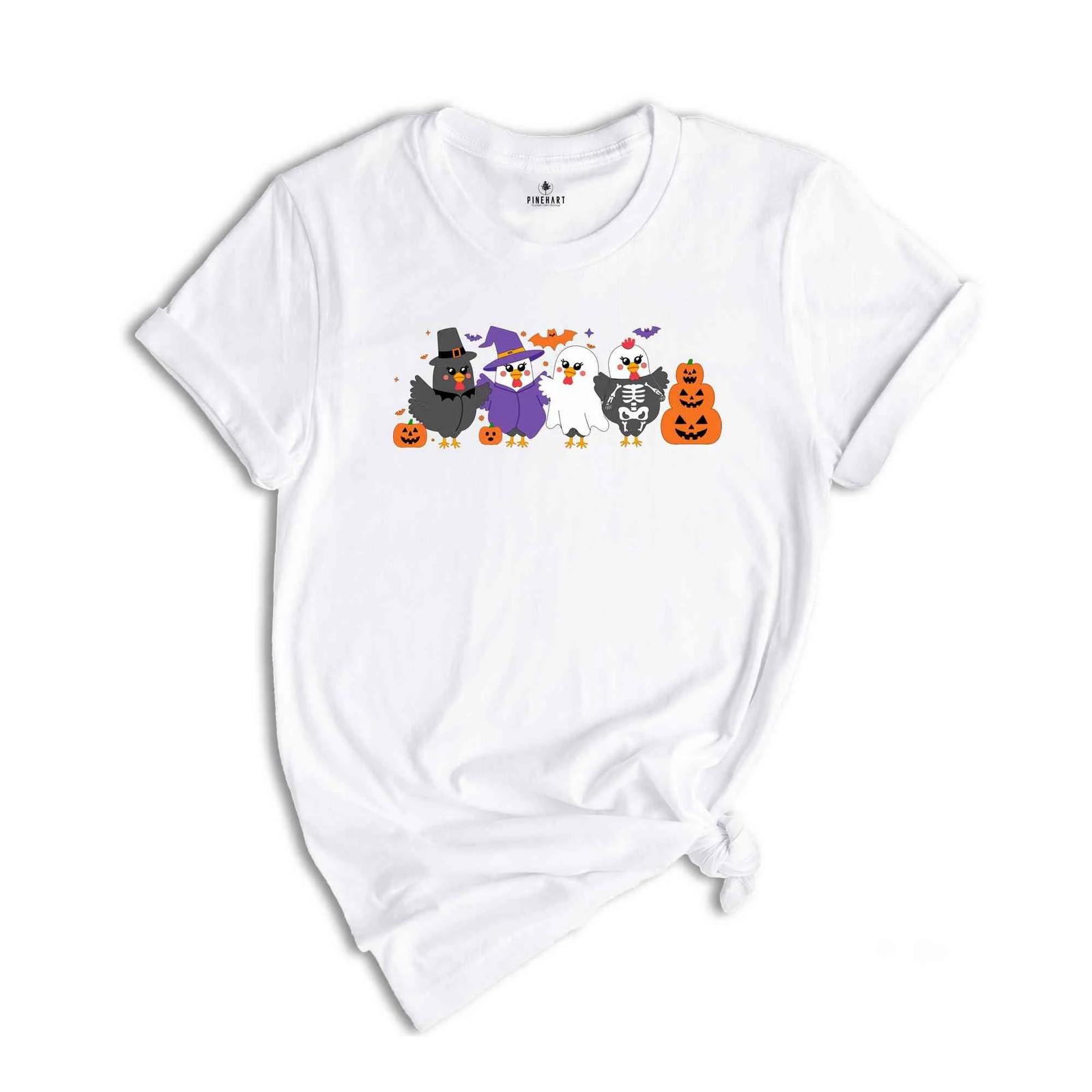 Funny Halloween Chickens Shirt, Spooky Chicken Shirt, Halloween Pumpkin Shirt, H S разноцветный