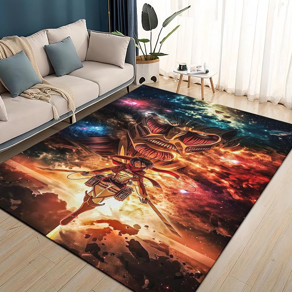 3D Cartoon Attack On Titan Eren Mikasa Anime Carpet Rug for Living Room Bedroom Home Sofa Decoration,kid Play Non-slip Floor Mat