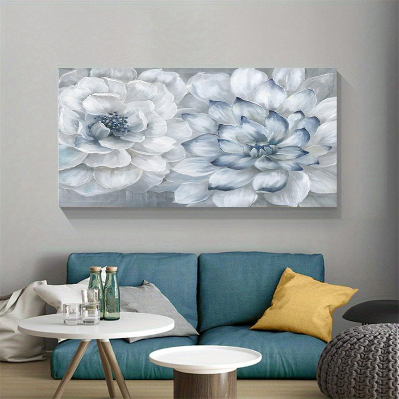 Abstract Blue Floral Canvas Painting Nordic Flower Poster and Prints Wall Art Pictures for Living Room Home Decor