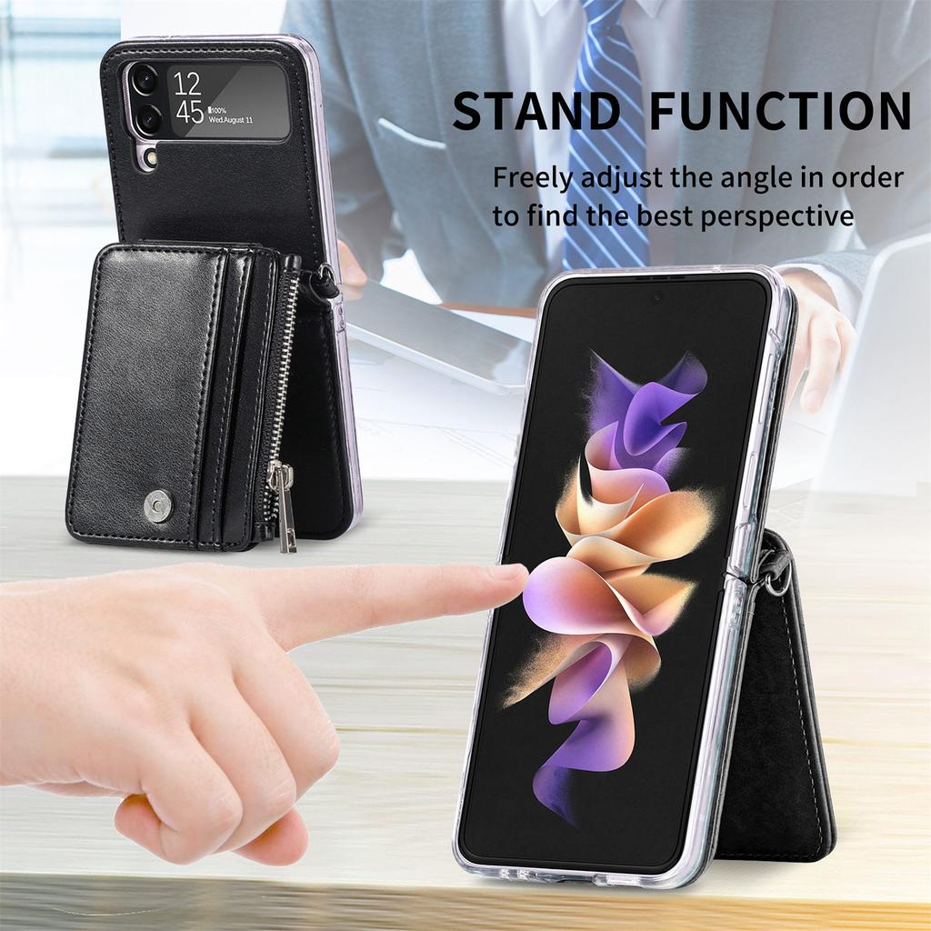 For Samsung Galaxy Z Flip4 Card Holder Cell Phone Case for Samsung Galaxy Z Flip4 Flip 4 5G Flip3 Flip 3 Full Protection Cover