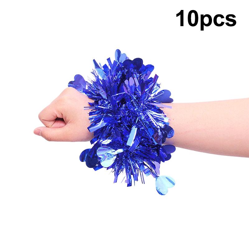 10Pcs Colorful Tinsel Bracelet Elastic Band Adults Kids Universal Dance Performance Prop Cheering Squad Tinsel Wristband
