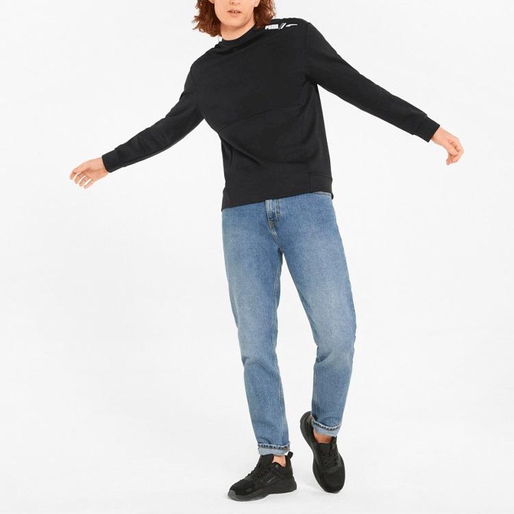 Puma Logo Solid Crew Neck Sweatshirt Men Tops Black 849544-01