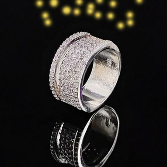 Shein Multi-Row Luxury Zircon Eternity Ring R5579 for Women