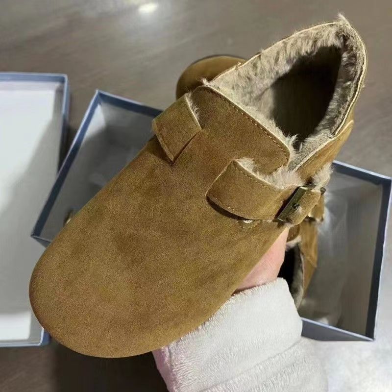 

Birkenstocks children s 2024 winter new one-pedal soft-soled Doudou shoes Korean version flat-soled warm Muller shoes cotton shoes women 998 randomly sent.