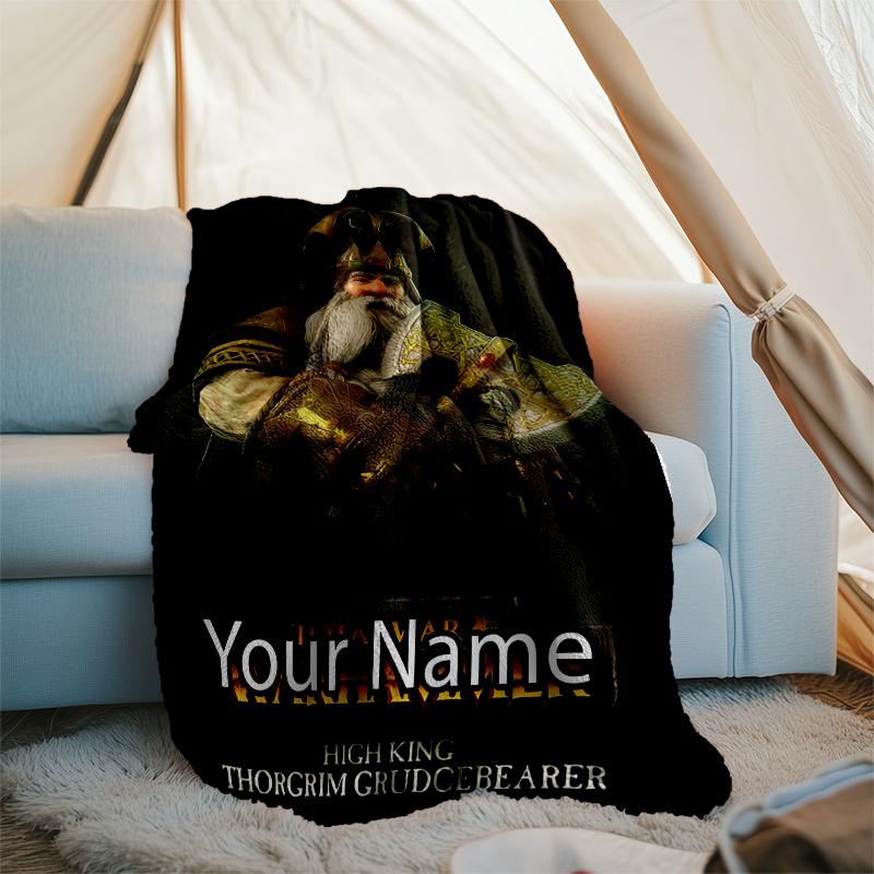 Custom Name Total War Warhammer Theme Printed Blanket - Perfect for Couch, Bed, Travel & Outdoor Use | Machine Washable, Cozy & Durable.