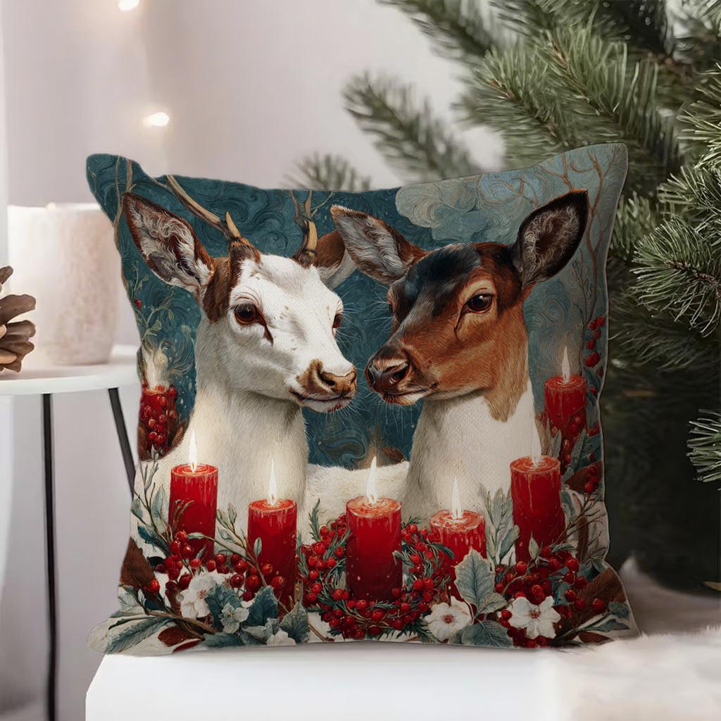 Santa Claus & Deer Pattern Pillowcasesuitable For Sofa Car Bedroom Decorative Cushion Cover Pillow Cover