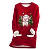 Ladies' Loose And Comfortable Round Neck Christmas Print Thick With Pockets Long Sleeved Top