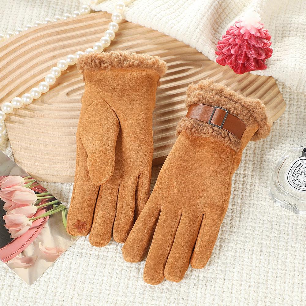 Women's Suede Winter Gloves: Warm, Fleece-Lined, and Windproof for Cycling and Driving