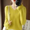 Women's V-Neck Pullover Sweater 2023 - Autumn/Winter Slimming Plus Size Basic Knit Top