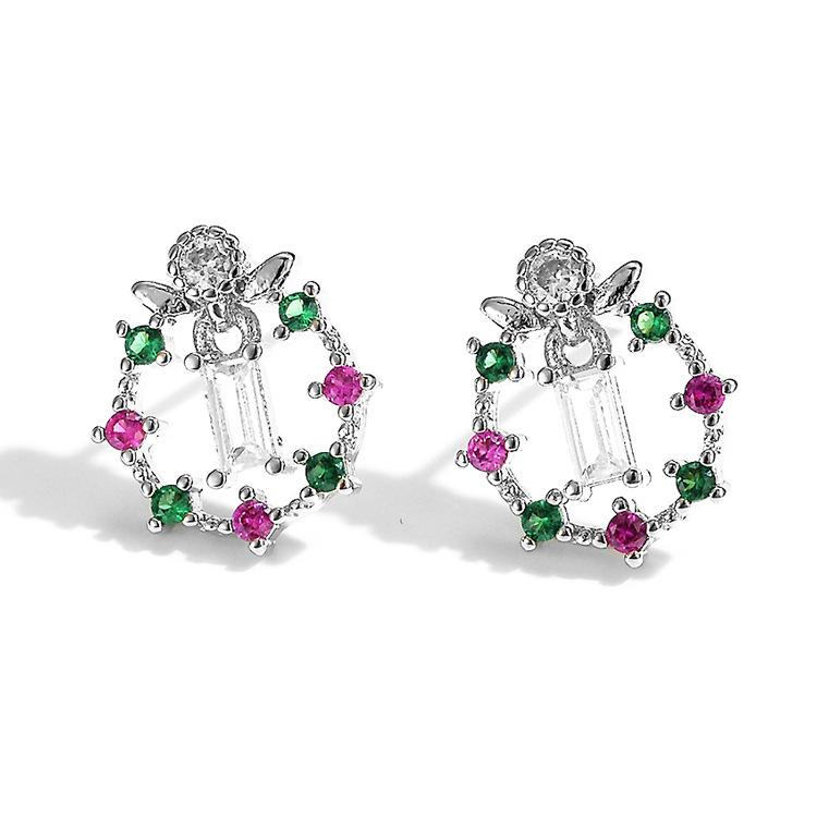 

Нишевый дизайн Рождественские круглые серьги-гвоздики в форме сердца для девочек Украшения для ушей